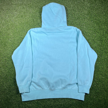 Nike Small Neck Check Light Blue Hoodie Size Medium USED v16985