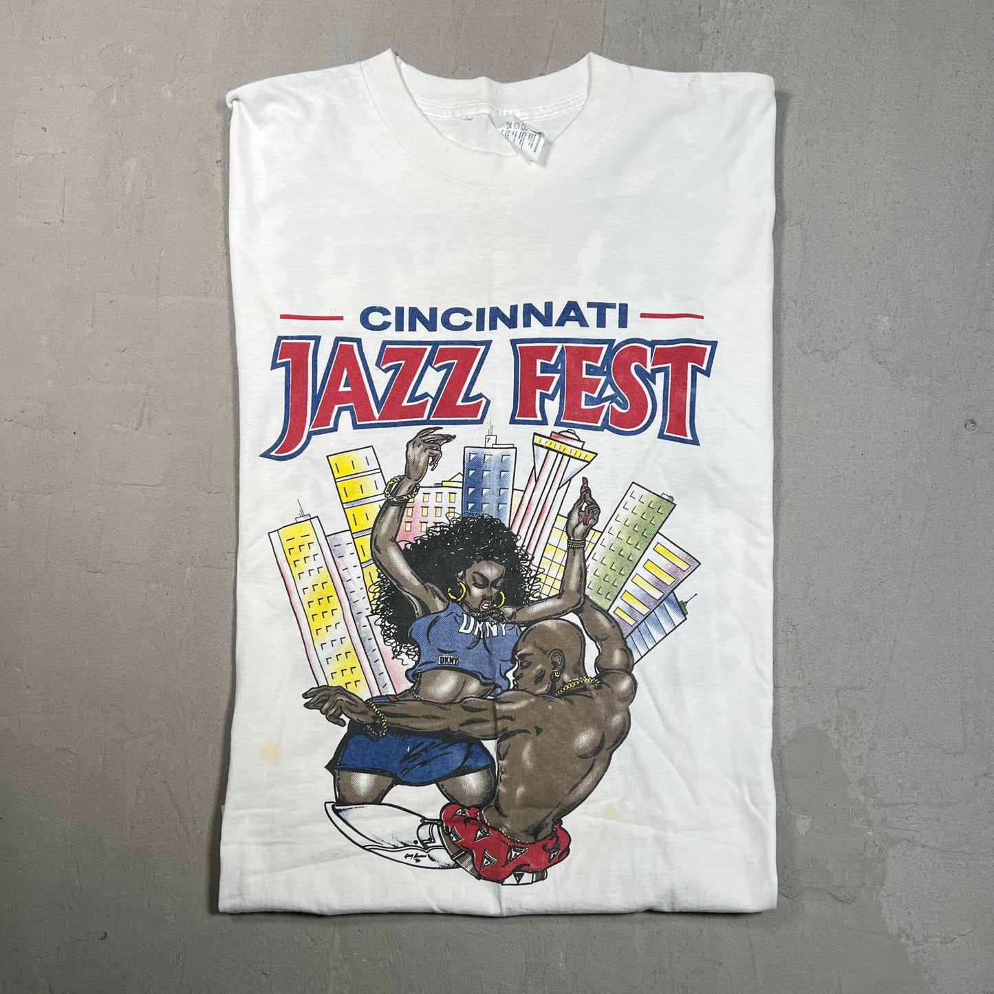 1990s Cincinatti Jazz Fest White Art Tee Size Large USED v19479