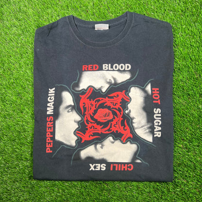 Y2K Red Hot Chili Pepers Sugar Black Tee Size Large USED v18725