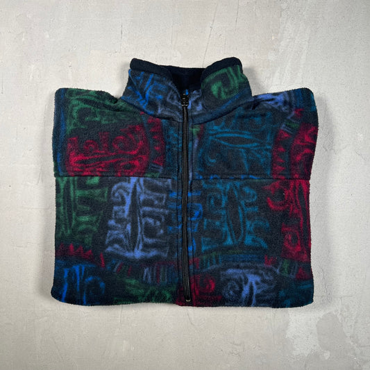Y2K Nike F.I.T Abstract Pattern Quater Zip Fleece Jacket Size Medium USED v19281