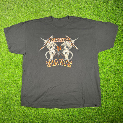 Metallica San Francisco Giants Black Skulls Tee Size XL USED v17542