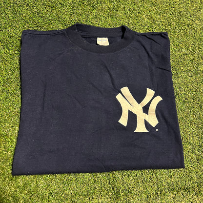 1990s New York Yankees Bernie Williams Navy Tee Size XL USED v16317