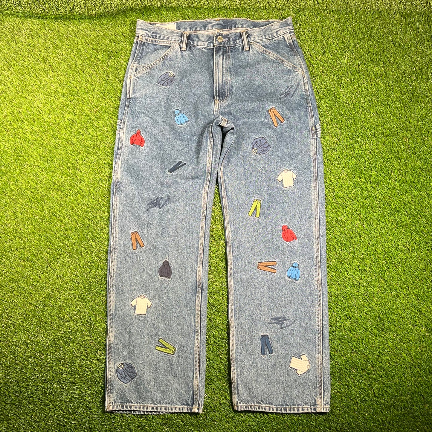 Gap Sean Wotherspoon Embroidered Blue Jeans Size 33x32 USED v18174