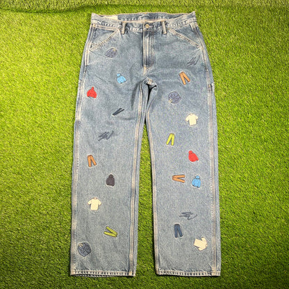 Gap Sean Wotherspoon Embroidered Blue Jeans Size 33x32 USED v18174