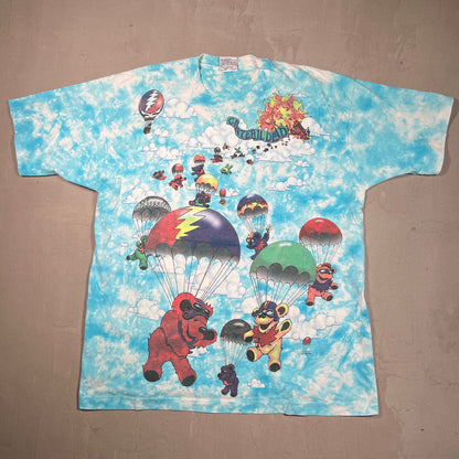1993 Grateful Dead Parachuting Bears Full Print Tee Size XL USED v10147