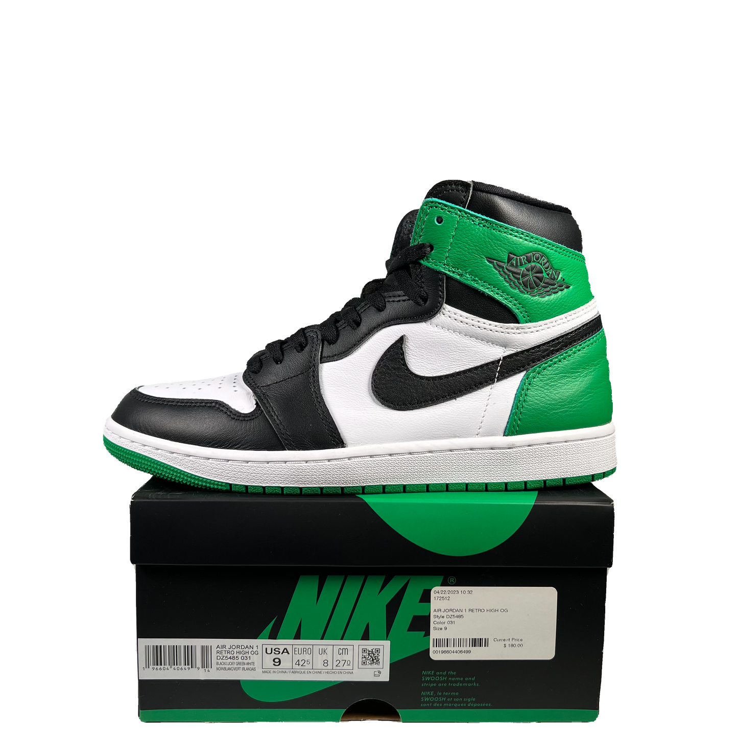 Jordan 1 High Lucky Green (2023) Size 9 USED s19875