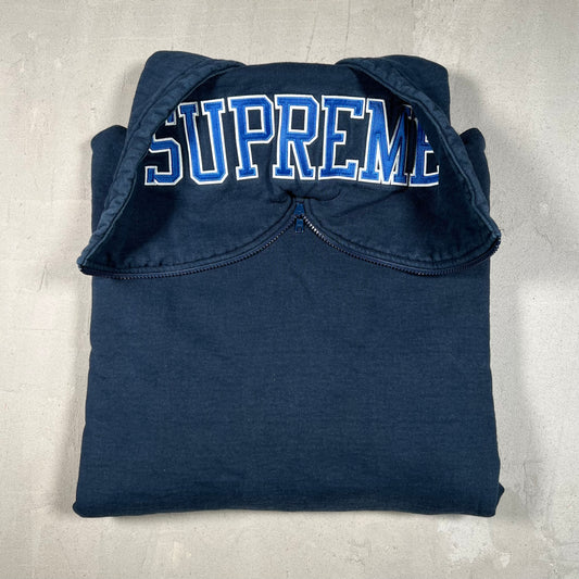 Supreme Zip Hooded Spellout Navy Blue Hoodie (2016) Size XL USED x16910