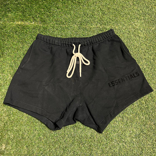 Fear of God FOG Essentials Black Sweat Shorts Size Medium USED x14122