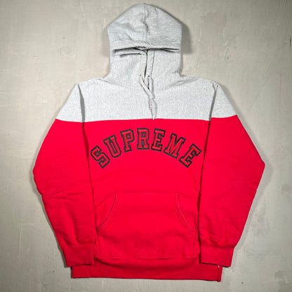 Supreme Red/Grey Arc Logo Hoodie Size Large USED x16693
