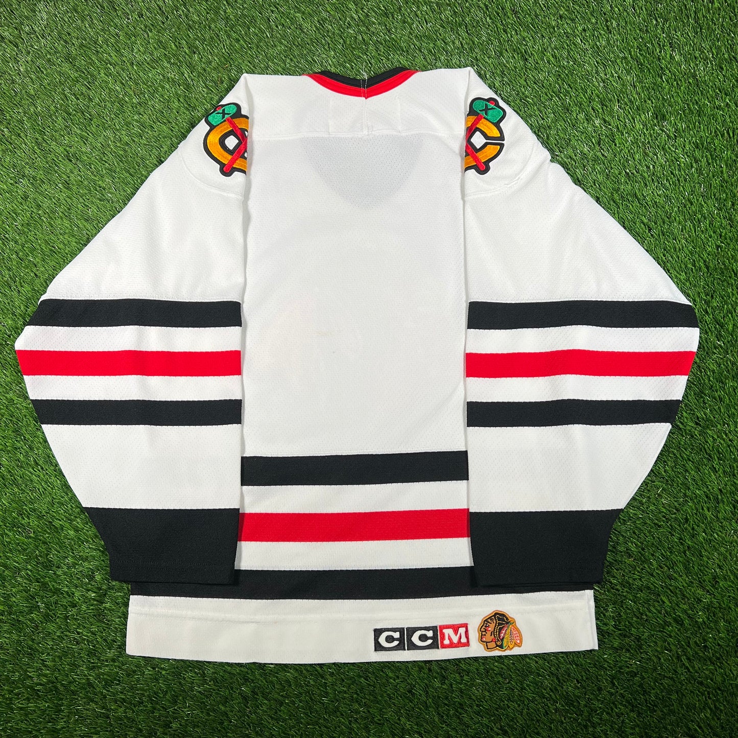 1990s Chicago Blackhawks White Hockey Jersey Size Small USED v17881