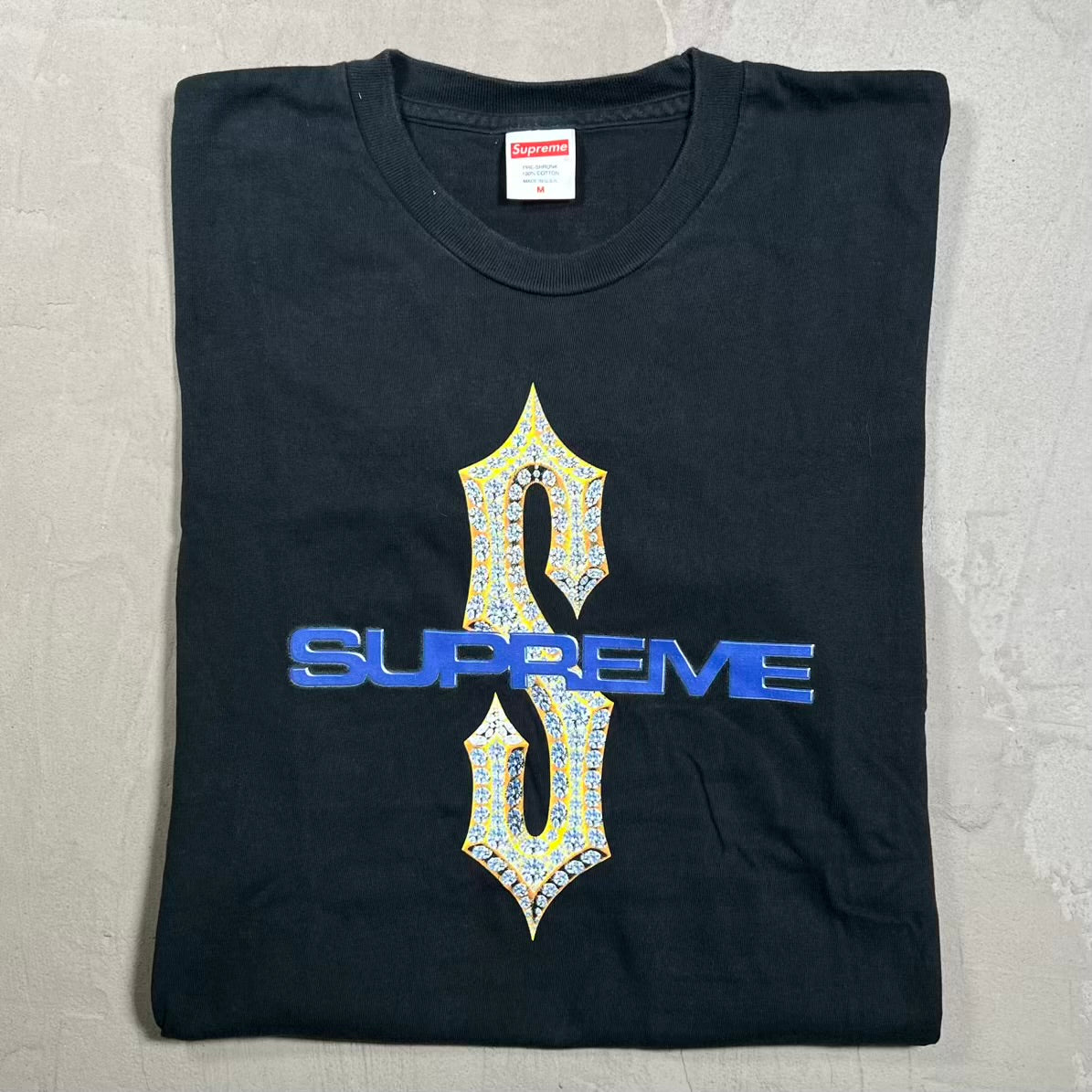 Supreme Diamonds Black Tee (2018) Size Medium USED x18599