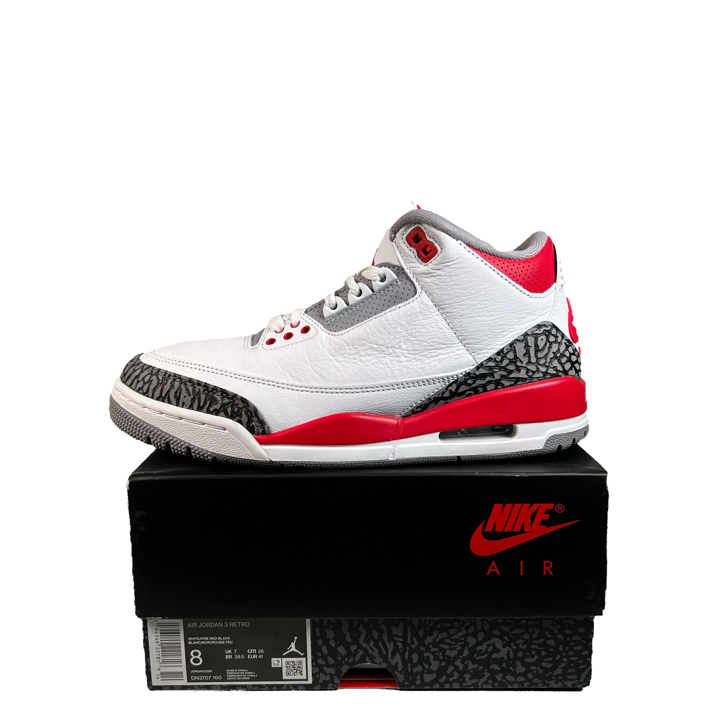 Jordan 3 Fire Red (2022) Size 8 USED s22318