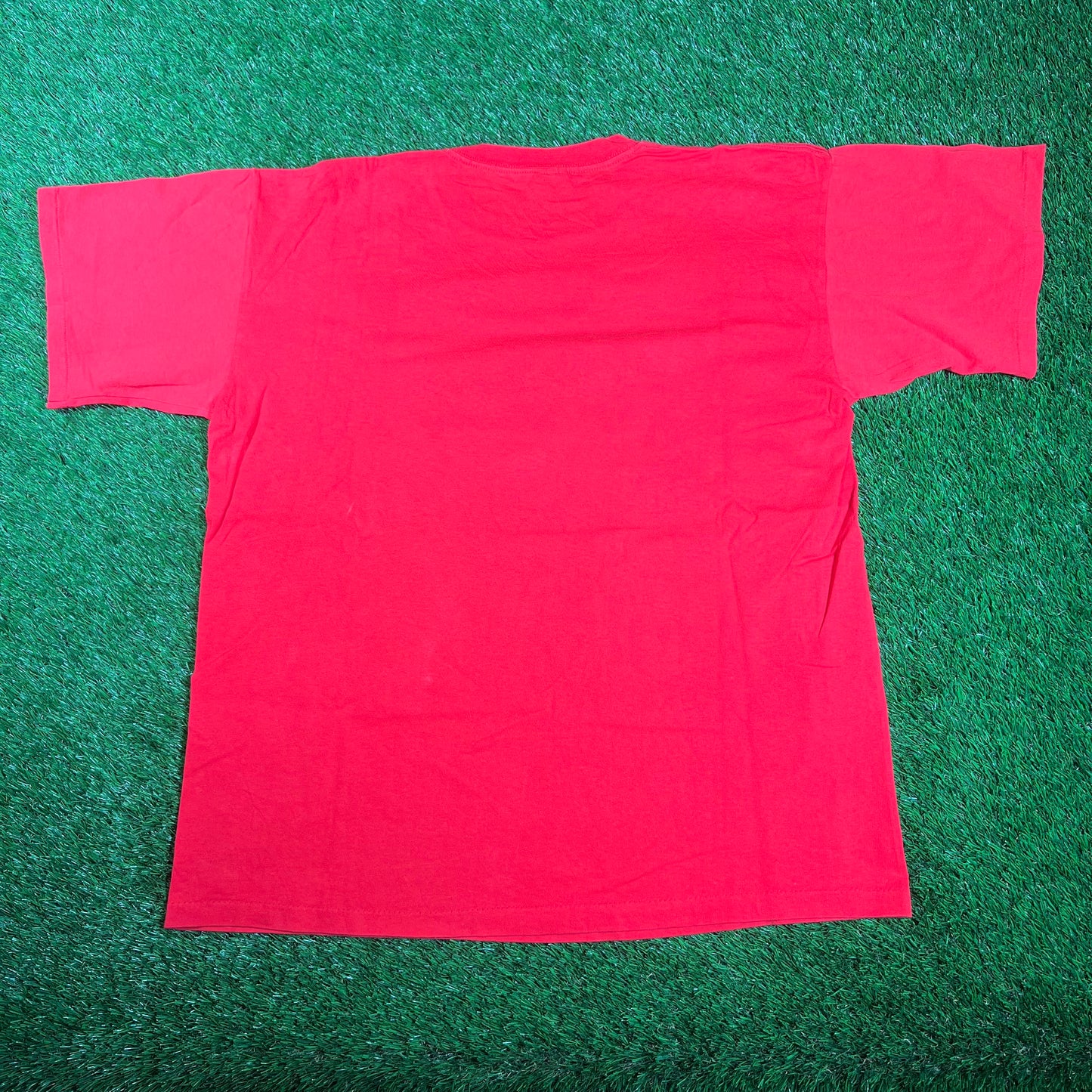 1993 Joe Montana Kansas City Chiefs Cartoon Red Tee Size XL USED v17802