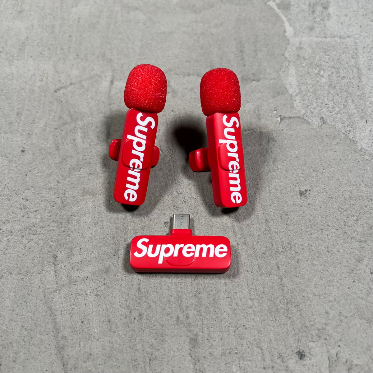 Supreme Red Mini Mics (set of 2) NEW