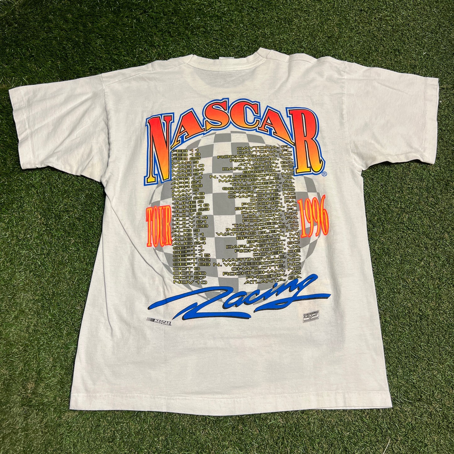 1996 Nascar Tour White Tee Size Large USED v16302