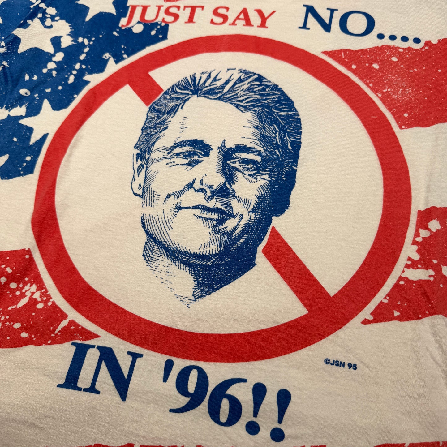 1996 Bill Clinton Just Say No AOP Tee Size Large USED v17691