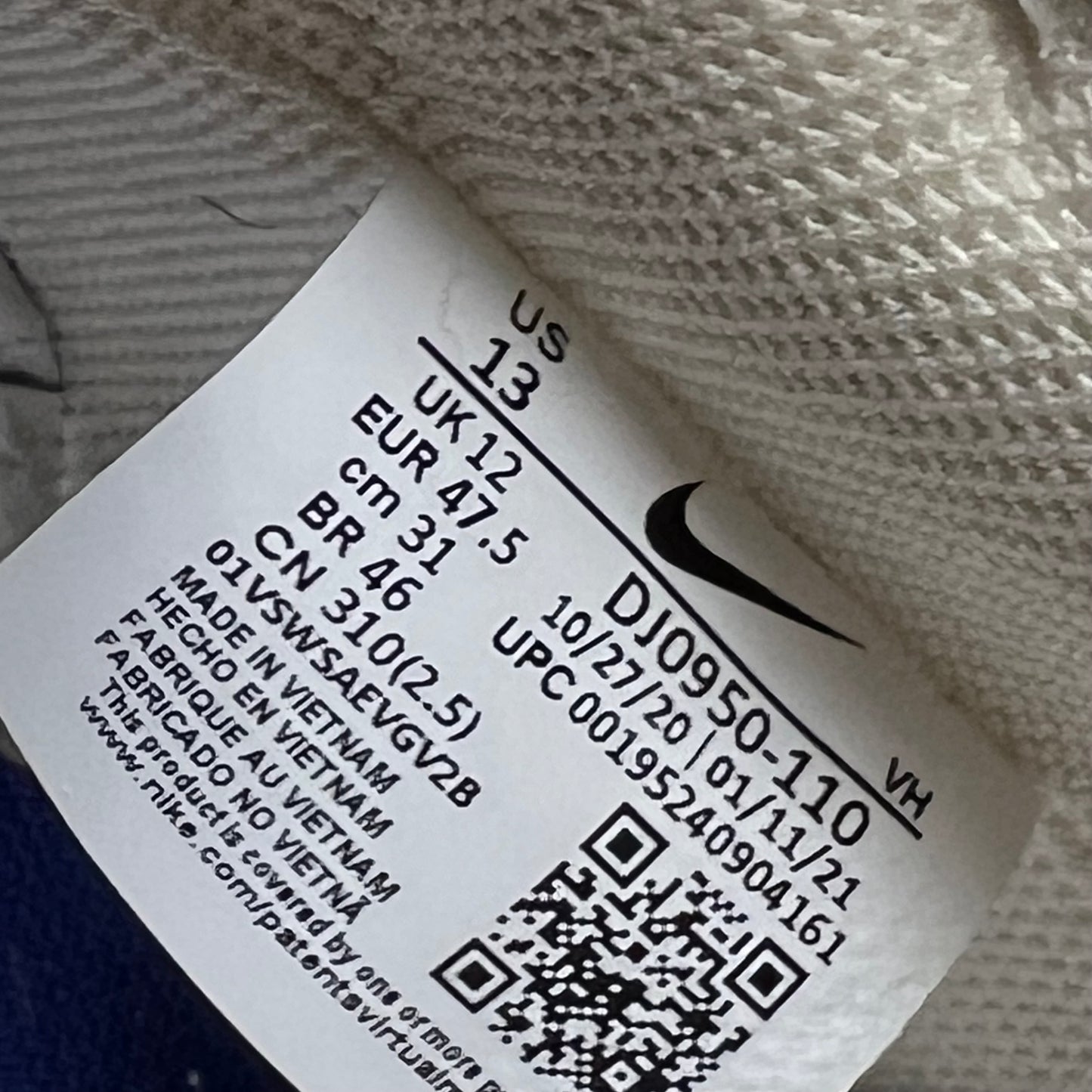 Nike Dunk Low Off White Lot 13 (2021) Size 13 USED s21903