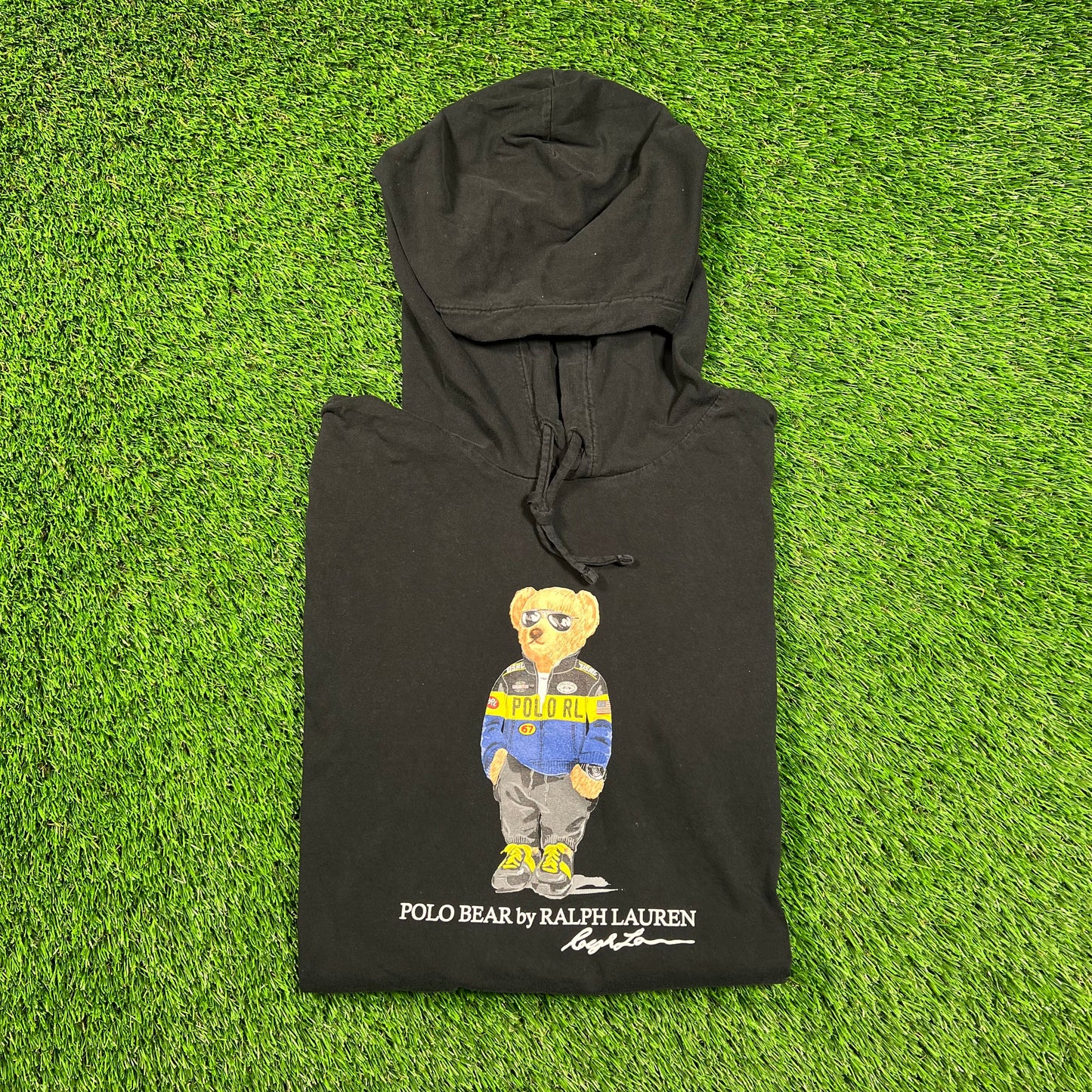 Polo Ralph Lauren Black "Cool" Polo Bear Hoodie Size Medium USED v18544