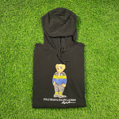 Polo Ralph Lauren Black "Cool" Polo Bear Hoodie Size Medium USED v18544