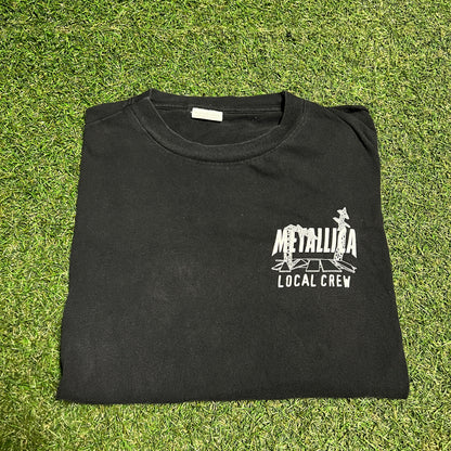 Y2K Metallica Local Crew Black Tee Size XL USED v16097