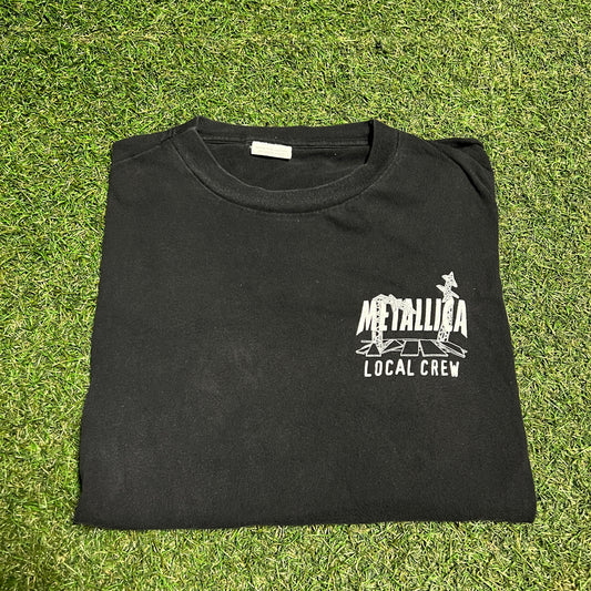 Y2K Metallica Local Crew Black Tee Size XL USED v16097