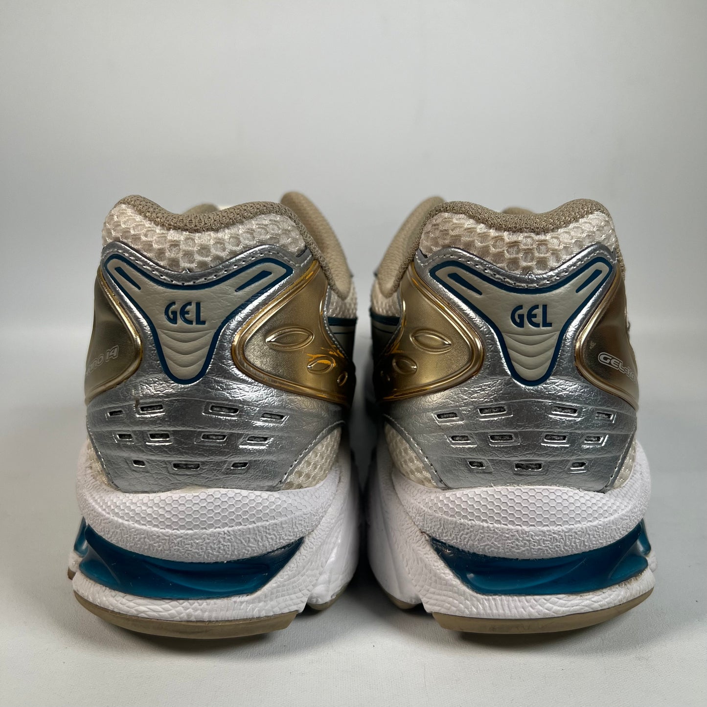 Asics Gel-Kayanio 14 Cream Pure Silver Champagne (2021) Size 10 USED s22259