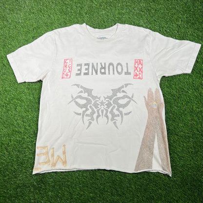 Travis Scott Circus Maximus "Tournee" Cropped White Tee Size Medium USED x15288