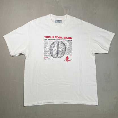 Y2K "This is Your Brain" White Art Tee Size XL USED v19383
