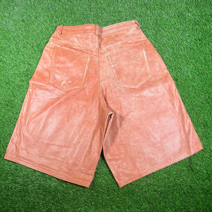 GV Gallery Raspberry Peach Leather Brown Shorts Size Small NEW x15636