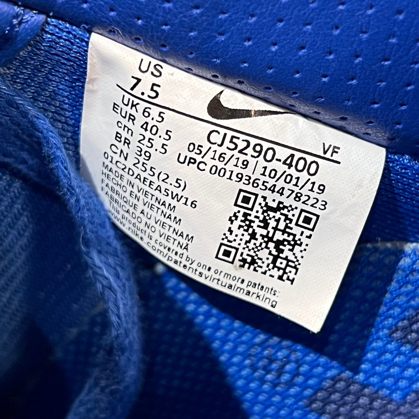 Nike Air Force 1 CLOT Blue Silk (2019) Size 7.5 USED s19190