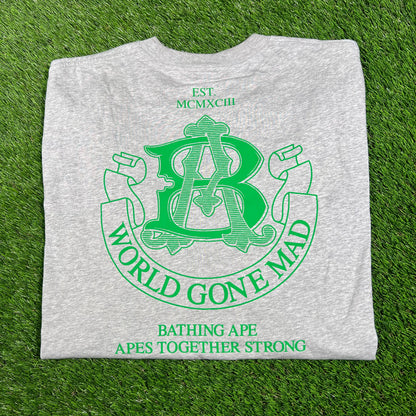 Bape World Gone Mad Tee Grey Size XL USED X14481