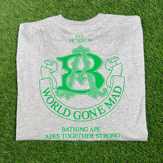 Bape World Gone Mad Tee Grey Size XL USED X14481