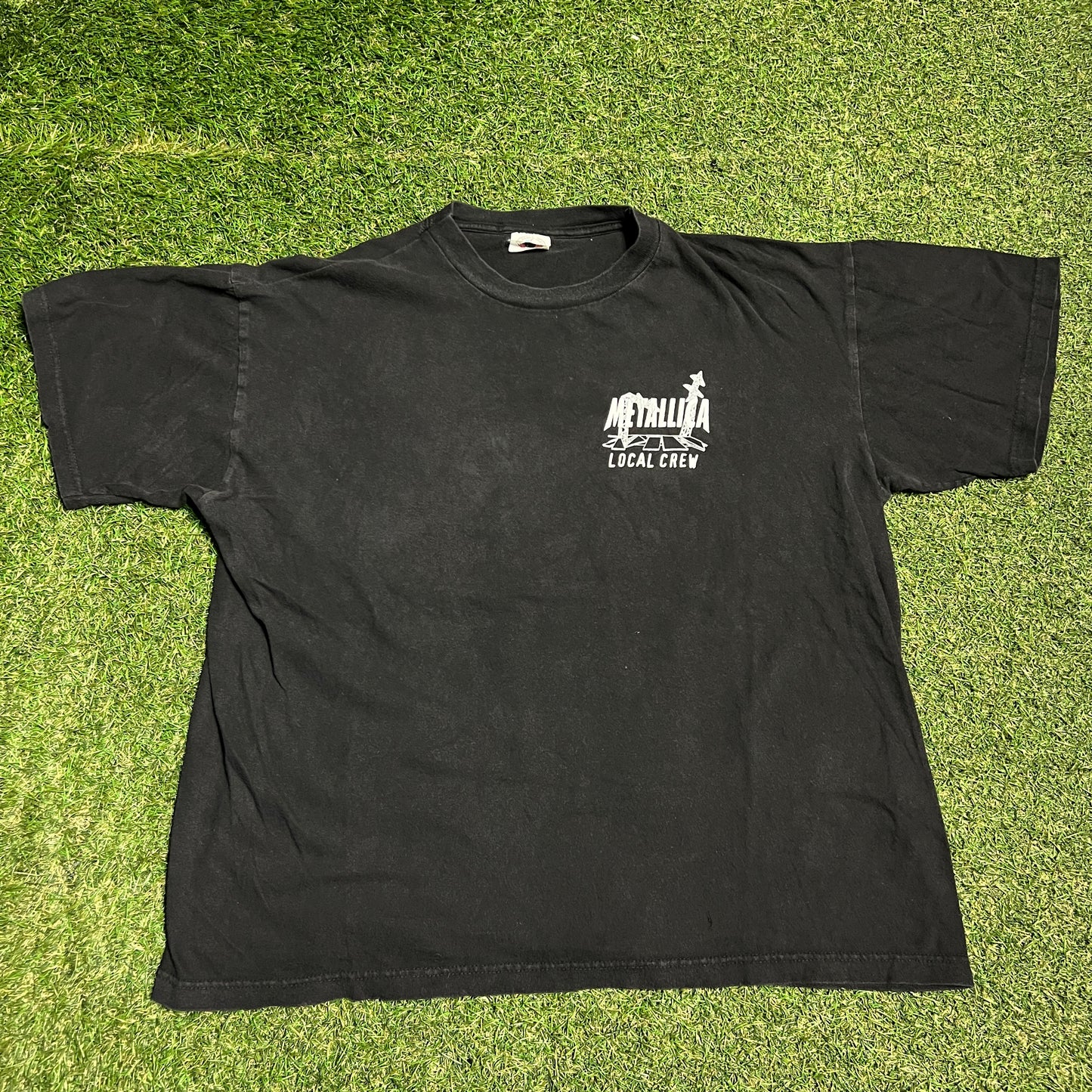 Y2K Metallica Local Crew Black Tee Size XL USED v16097