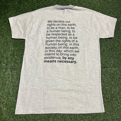 1990s Malcolm X Glitter Font Grey Tee Size XL USED v16403