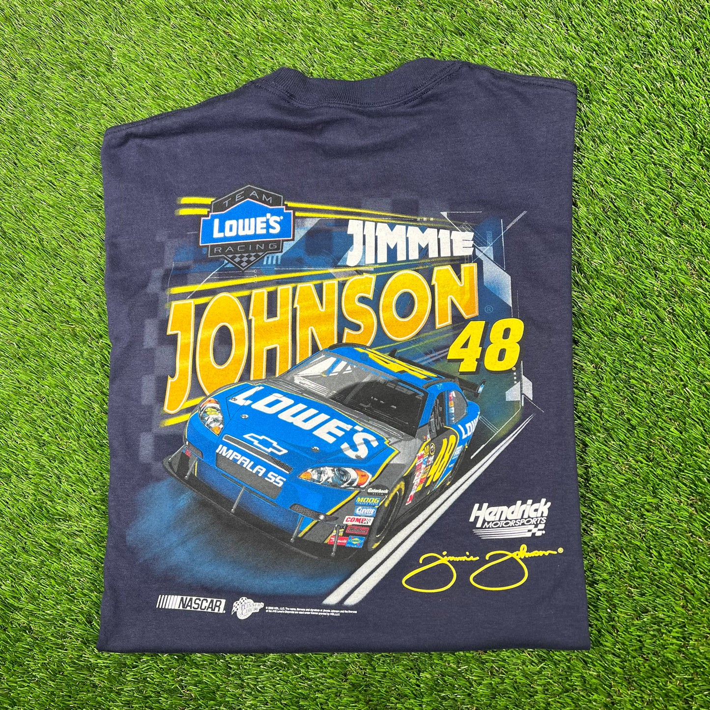 2006 Jimmi Johnson Navy Nascar Tee Size Large USED v17272