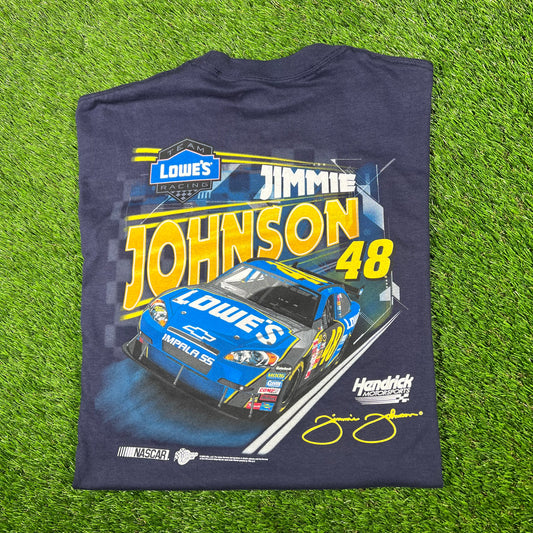 2006 Jimmi Johnson Navy Nascar Tee Size Large USED v17272