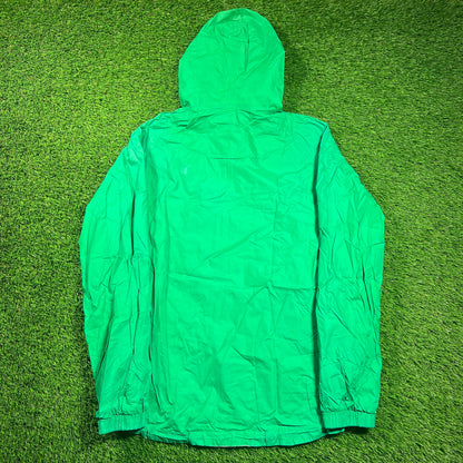 Kid Robot Reversible Green/White Zip Up Windbreaker Size Medium USED v18304