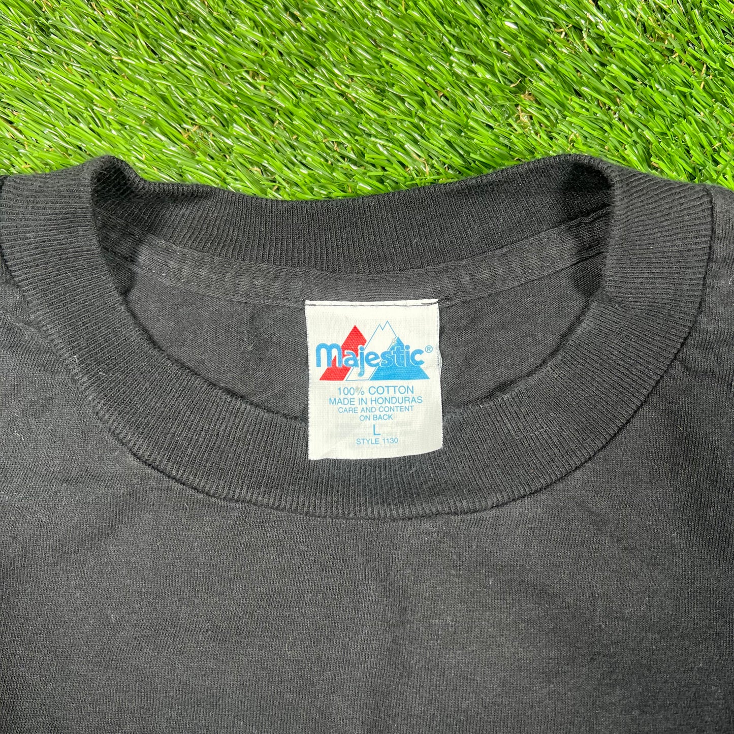 1990s Mets 31 Piazza Black Tee Size Large USED v17313