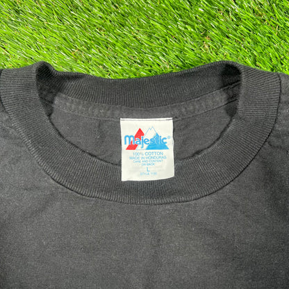 1990s Mets 31 Piazza Black Tee Size Large USED v17313