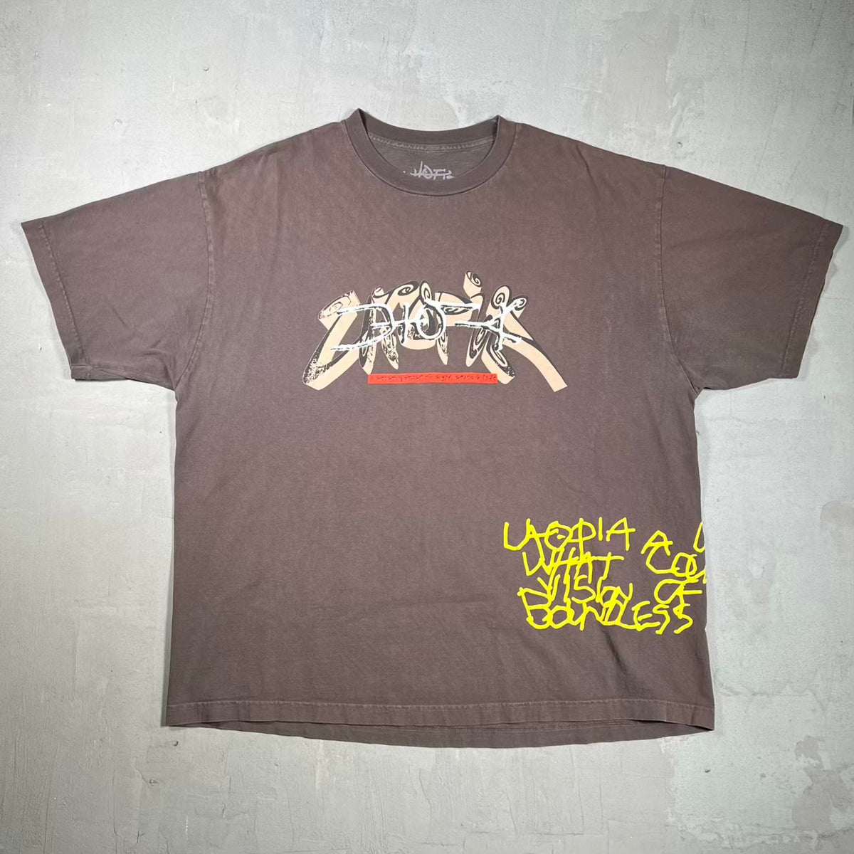 Travis Scott Utopia Feast of Sight Brown Tee Size XXL USED x18454