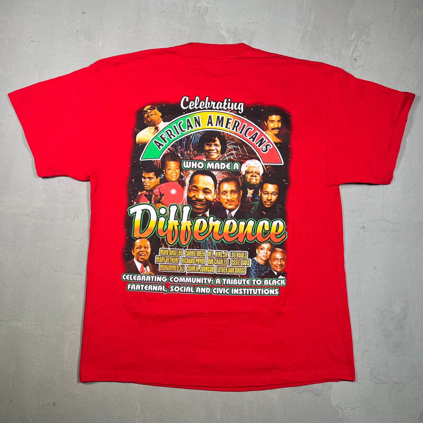 Y2K Black History 365 Days Red Tee Size Large USED v19159