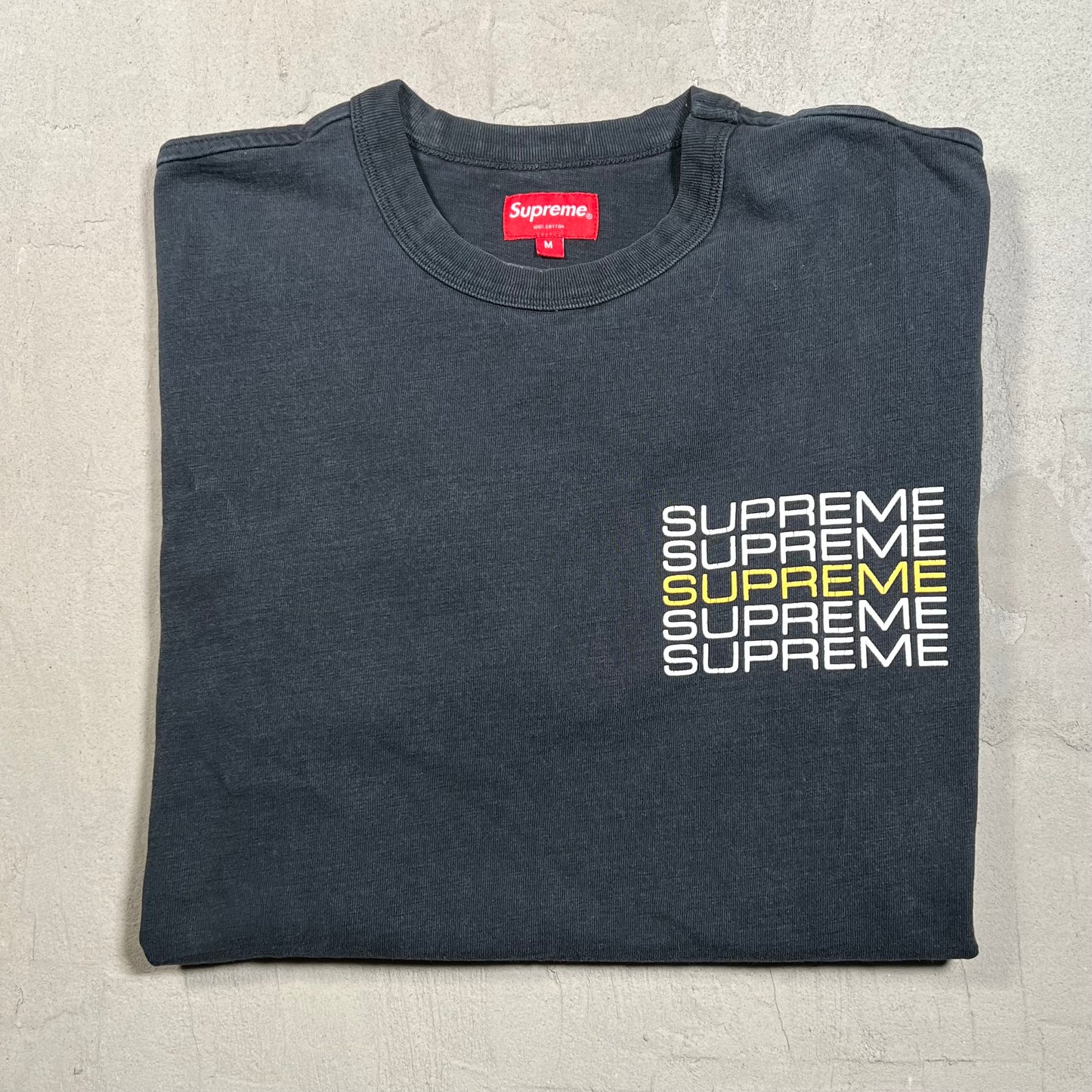 Supreme Stack Logo Black Tee (2019) Size Medium USED x17517
