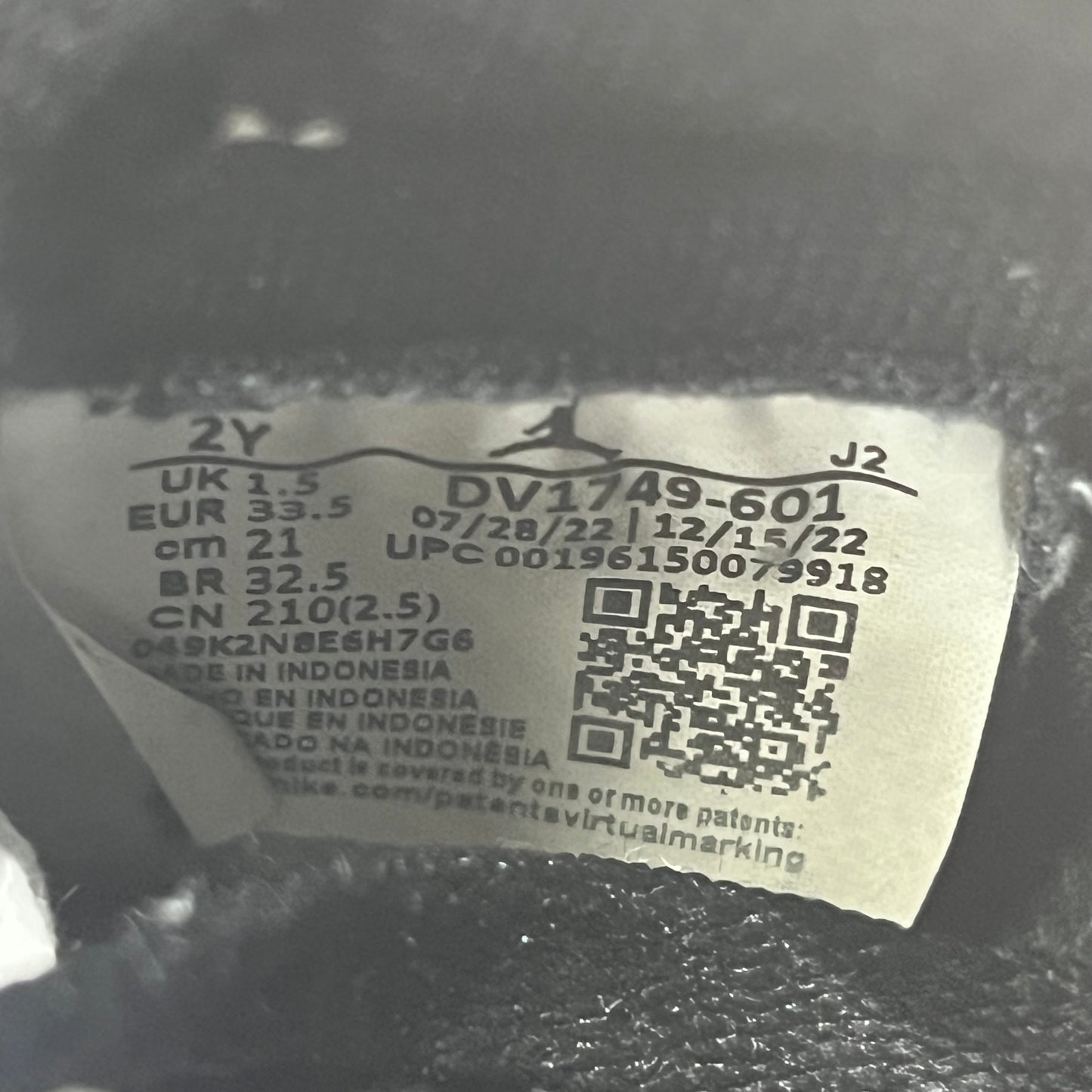 Jordan 1 High Spider-Man Across the Spider Verse (2023) Size 2Y USED s19351