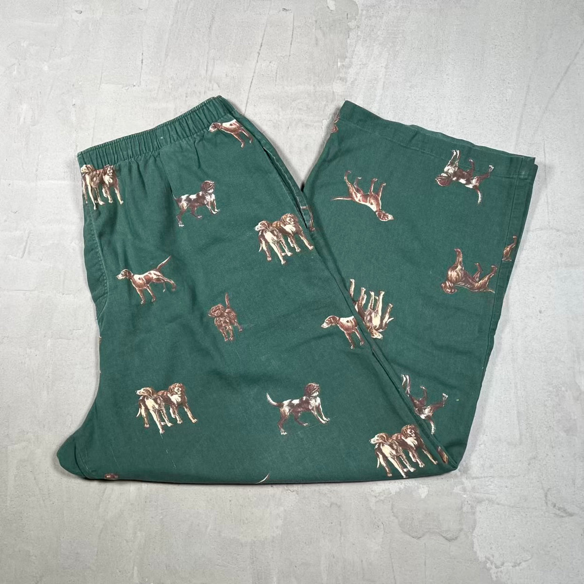Y2K Polo Ralph Lauren Dog AOP Underwear Green Pants Size Medium USED v20324