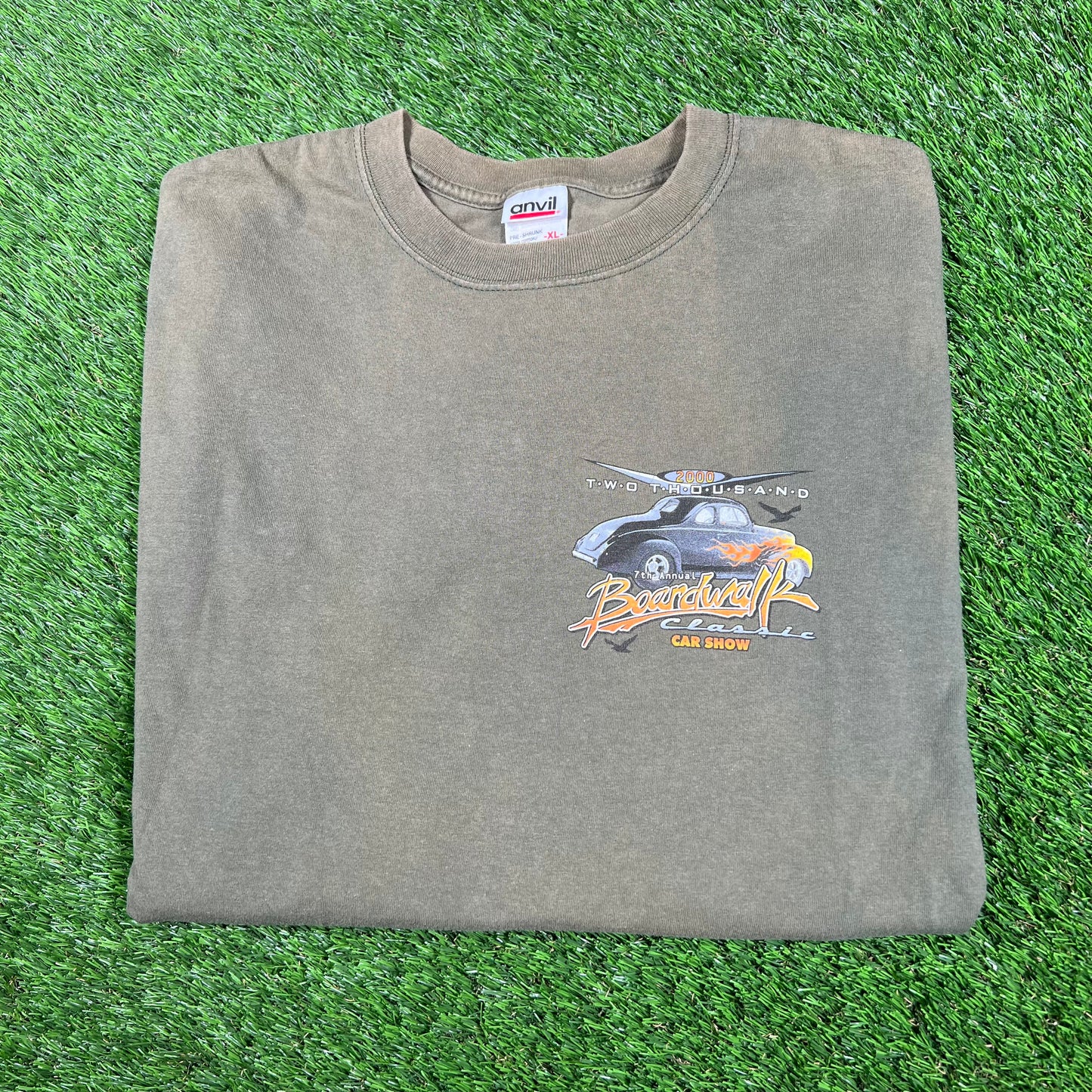 2000 Boardwalk Classic Car Show Olive Longsleeve Size XL USED v17001