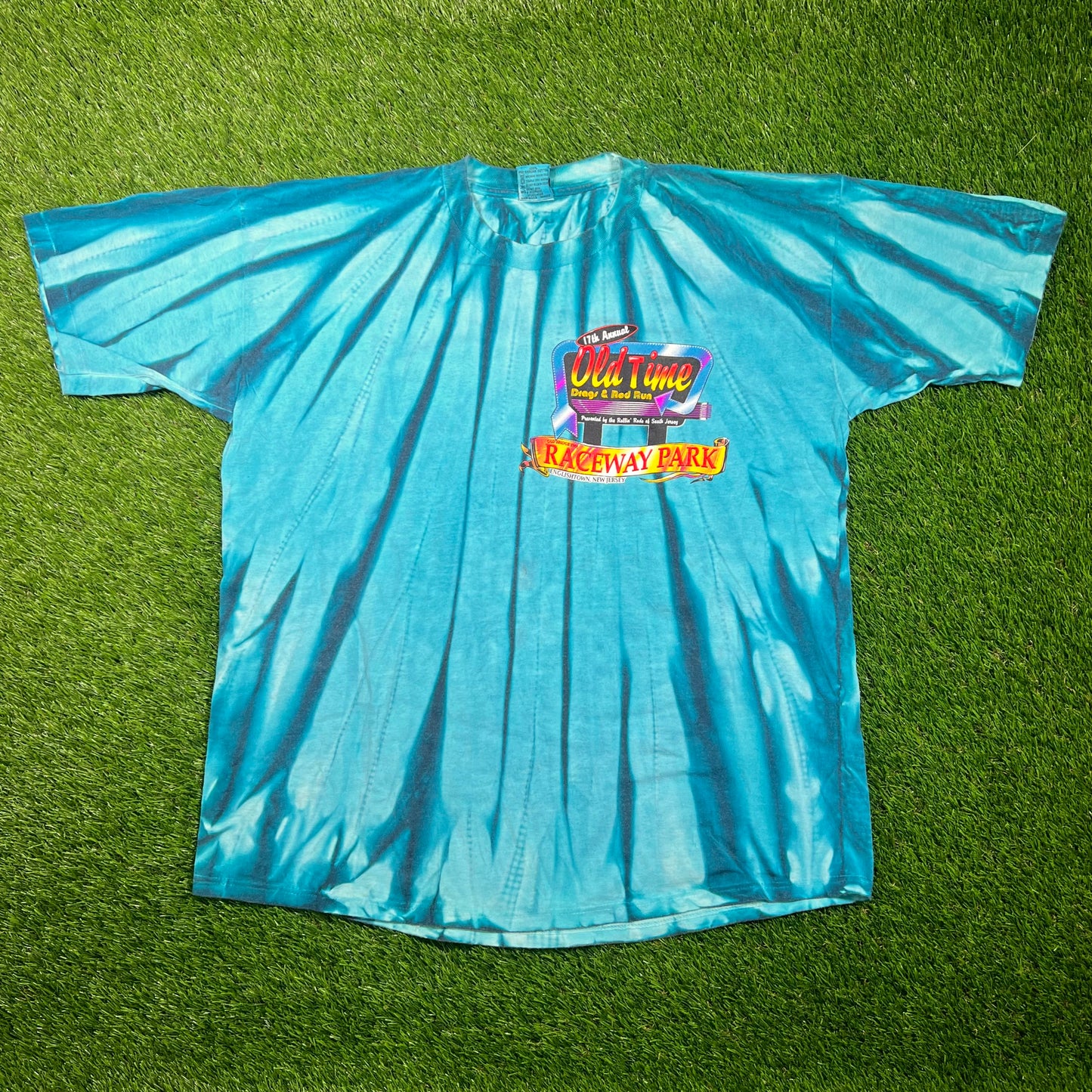 1996 Raceway Park HotRod NJ Tie Dye Tee Size Large USED v18700
