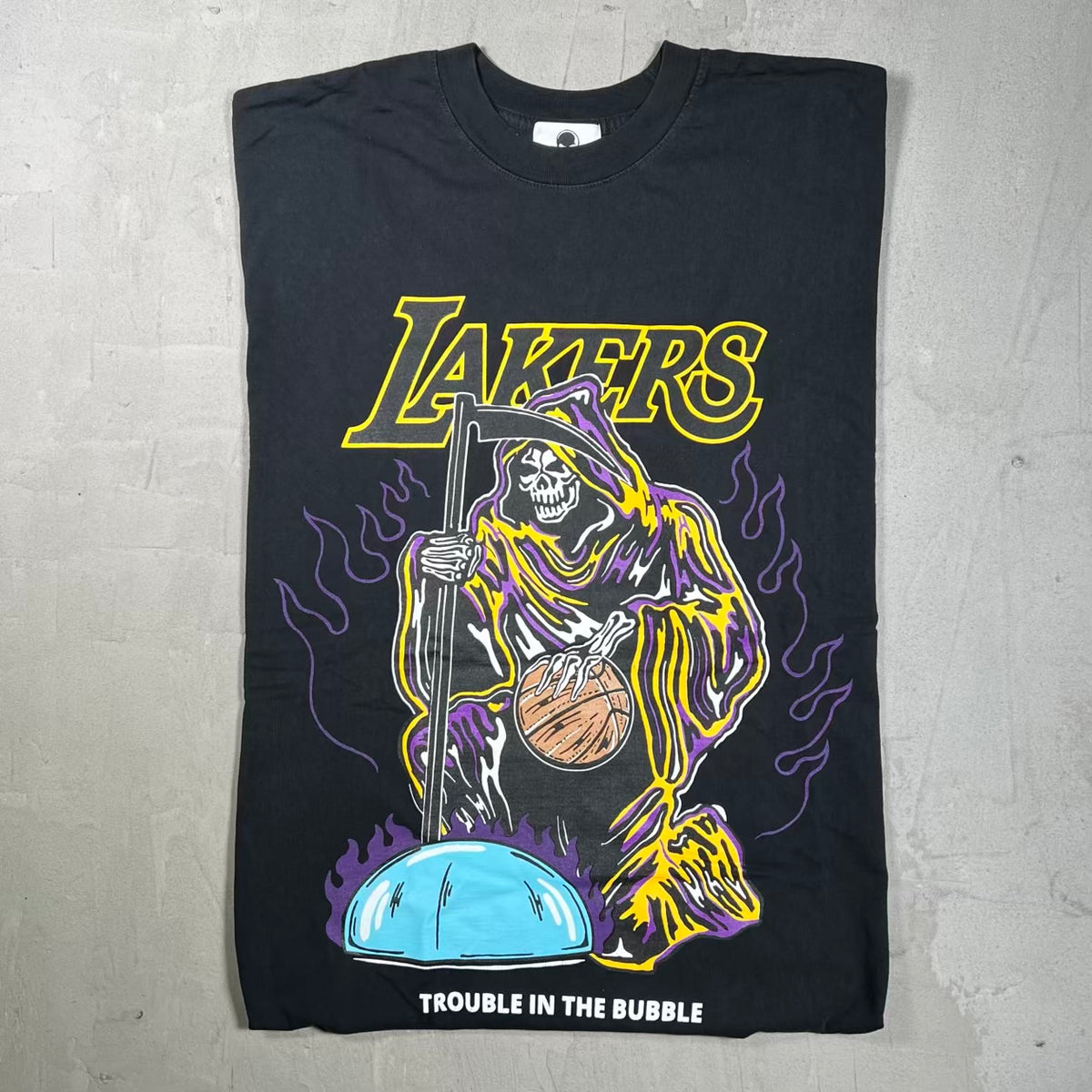 Warren Lotas Black Lakers Reaper Tee Size Large USED x18595