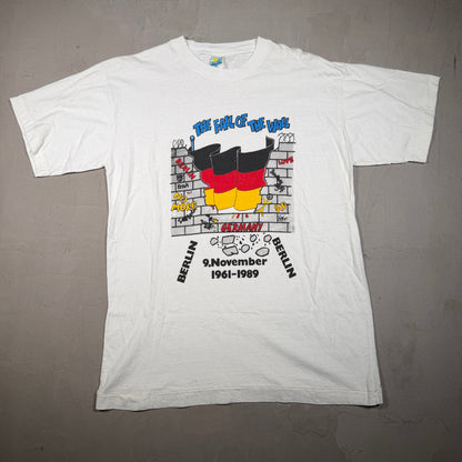 1989 "Fall of the Wall" White Berlin Wall Tee Size XL USED v16816