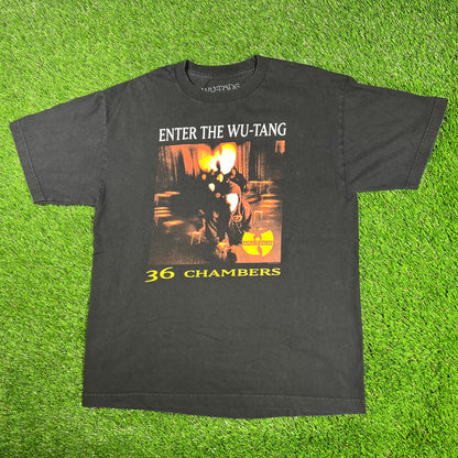 2018 Wu Tang 36 Chambers Album Cover Black Tee Size Medium USED v17170
