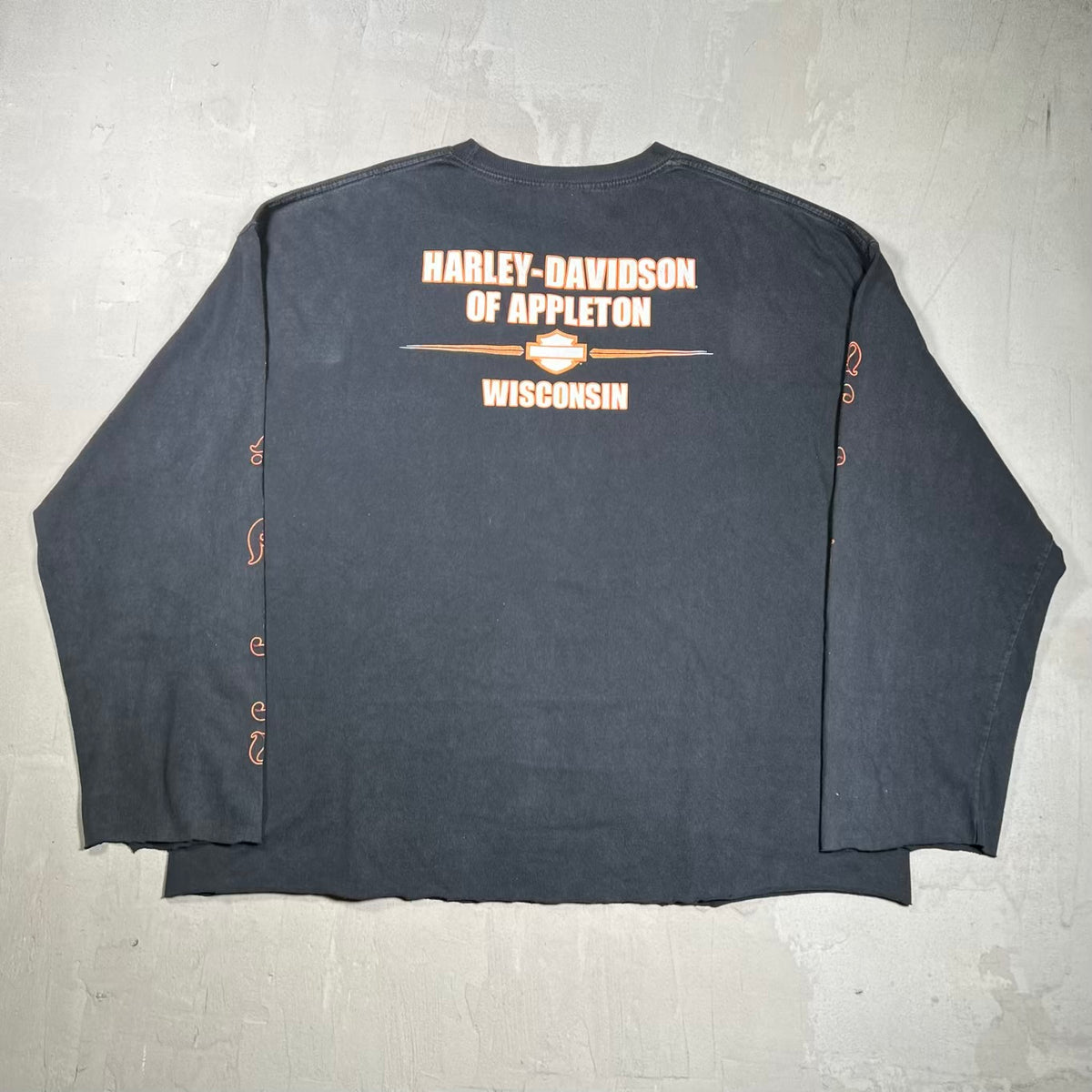Y2K Harley Davidson Flaming Skull Black Longsleeve Size XL USED v20242